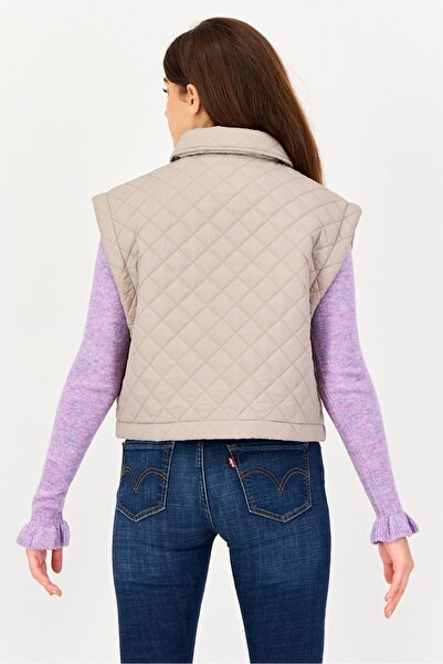 Andrew Marc Women Quilted Jacket Vest, Taupe