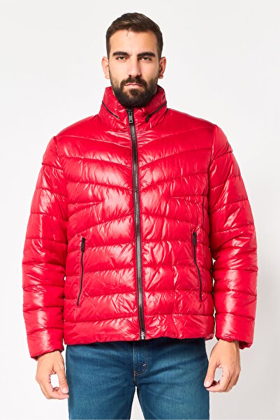 Kenneth Cole Men Quilted Long Sleeve Puffer Jacket, Red