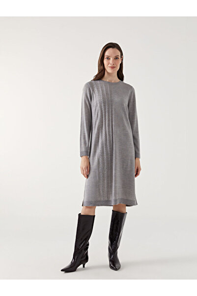 LC Waikiki guler rotund Rochie tricotată texturată pentru femei