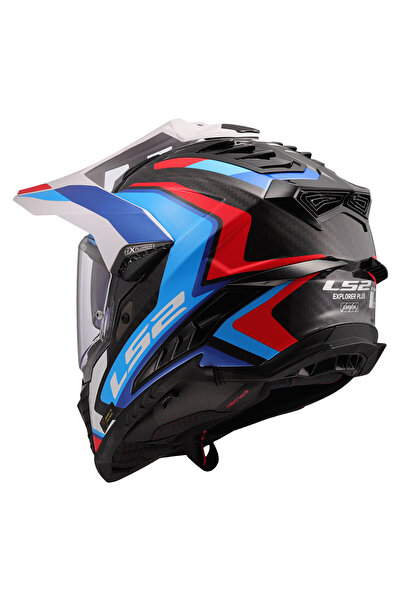 LS2 Explorer C Karbon Frontıer II Beyaz-Mavi Kros Motosiklet Kaskı