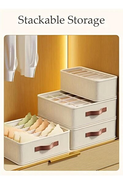 DOMEET 3pcs Wardrobe Clothes Organizer Sock Underwear Drawer Organizer Dividers Cell Foldable Linen