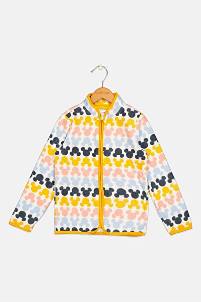 Tchibo Kids Boy Allover Print Full Zip Fleece Jacket, White Combo