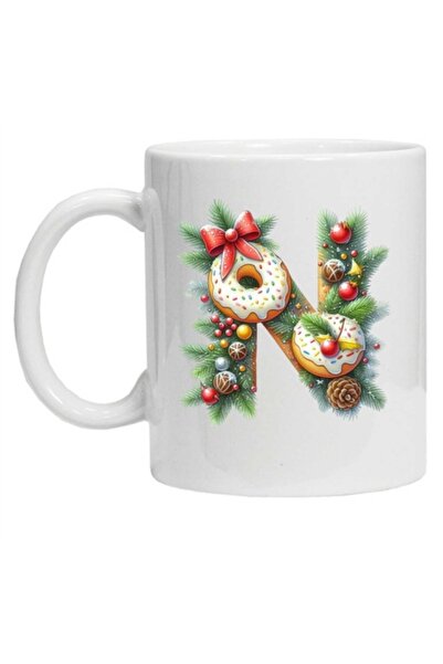 CRD PRINT Personalized mug with winter print "letter N", White,