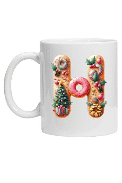 CRD PRINT Personalized Winter Print Mug 'Letter H' - White