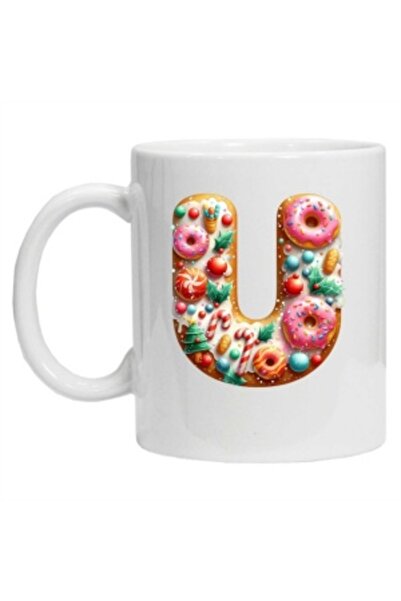 CRD PRINT Personalized winter print mug 'letter U' - White