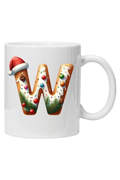 CRD PRINT Personalized Winter Print Mug 'Letter W' - White