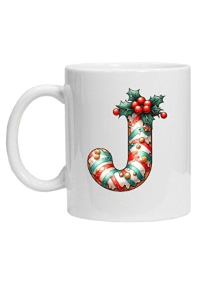CRD PRINT Personalized mug with winter print "letter J", White,