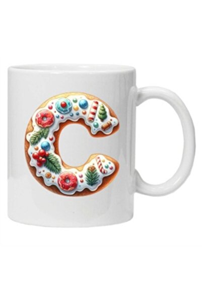 CRD PRINT Personalized winter print mug "letter C", White,