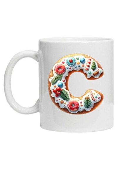 CRD PRINT Personalized winter print mug "letter C", White,