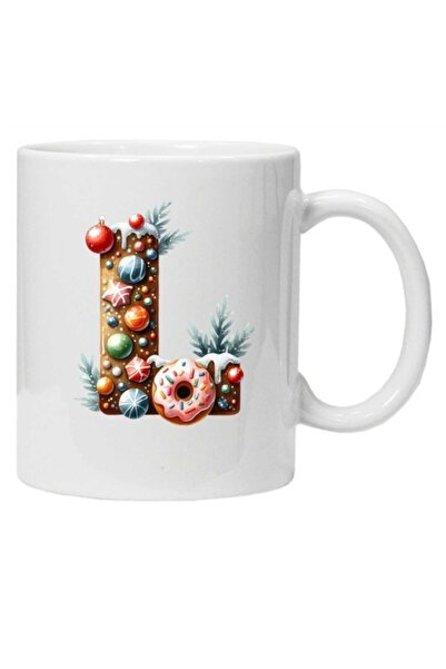 CRD PRINT Personalized mug with winter print "letter L", White,
