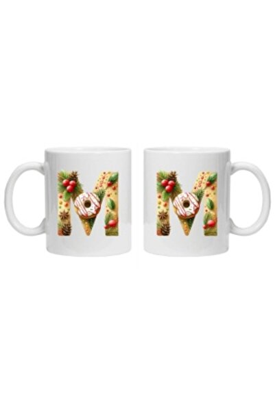 CRD PRINT Personalized winter print mug "letter M", White,