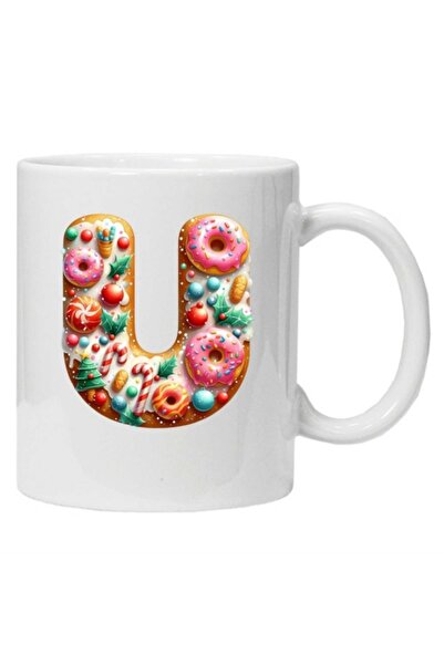CRD PRINT Personalized winter print mug 'letter U' - White