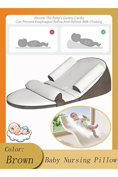Generic Baby Nursing Pillow Newborn Anti-Spit-Up Inclined Cushion Memory Foam Breastfeeding Pillow,brown