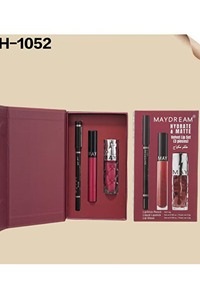 MAYDREAM Luxury 3-in-1 Makeup Set – Lipstick, Lip Gloss, and Eyeliner in an elegant case