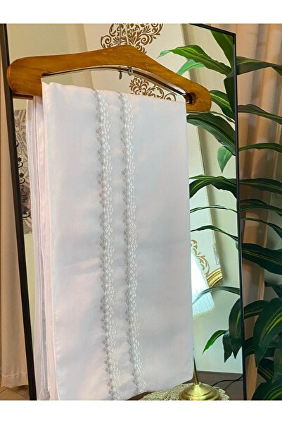 Veil Designer Boal veil with Japanese fabric, hand-embroidered in Saudi Arabia, white and gray. Size: 60 * 190
