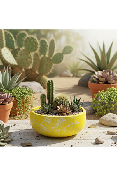 Alba Home Decor Yuvarlak sukulent kaktüs arajman saksı