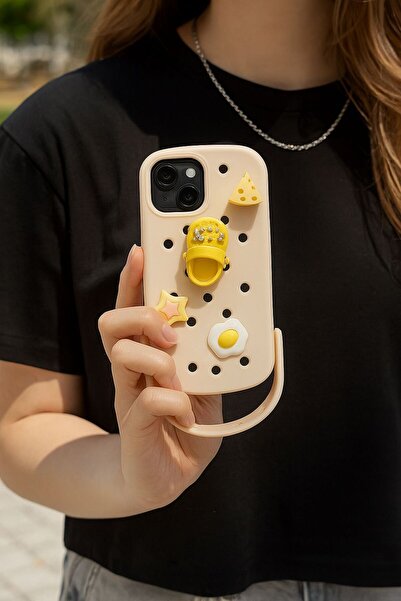 Goldie Case iPhone 13/14/15 Uyumlu Silikon Terlik Desenli Darbe emici özelliğ...