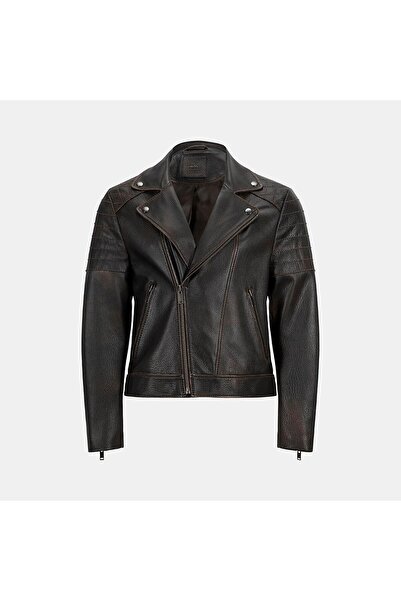Desa Men's Black Vintage Leather Biker Jacket