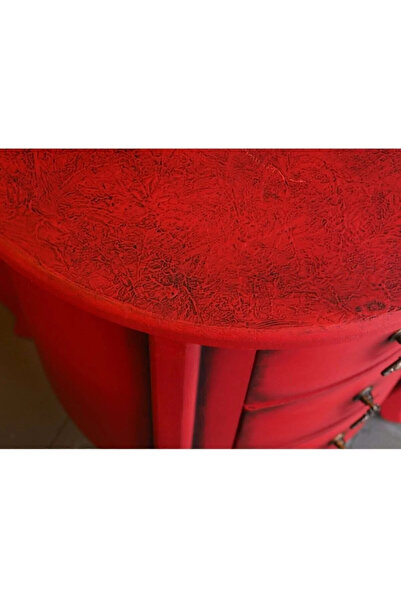 RENDORA MOBİLYA 3 çekmeceli Kırmızı Eskitme Detaylı Vintage Komodin