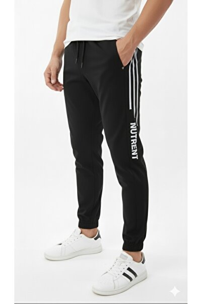 STITCH by MH Men’s Black Athletic Joggers with White Side Stripes
