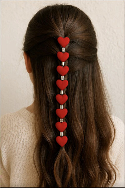 REBORN DESIGN Heart Model Red Color 10Pcs Flocking Plated Charm Hair Ring