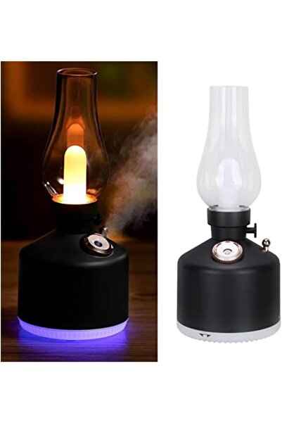 Yuwell Retro Air Humidifier Vintage Lamp Night Light Nano Mist Sprayer Aromatherapy Diffuser 280ML (Black)
