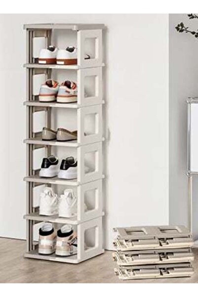 Saharaz رف أحذية قابل للطي بستة طبقات مع ألواح تهوية - منظم بلاستيكي موفر للم...