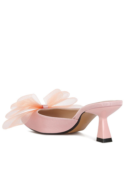 london Rag Women Pink Organza Bow Embellished Mules