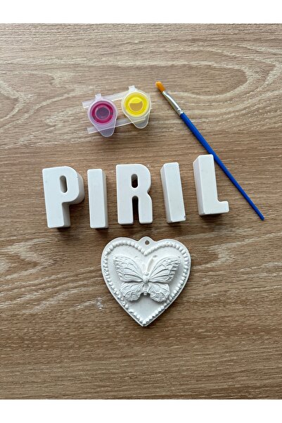 BalibeeCandle Çocuklar İçin Her isme Özel Kalpli Kelebek Taş Boyama Seti