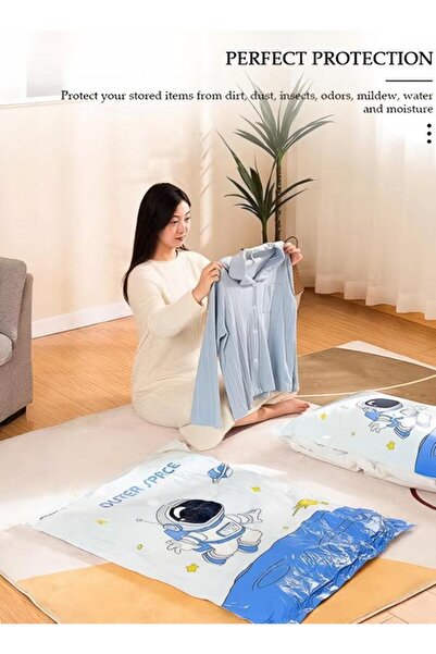 DOMEET Combo Vacuum Storage Bag with Electric Pump, 4pcs Reusable Compression Bags