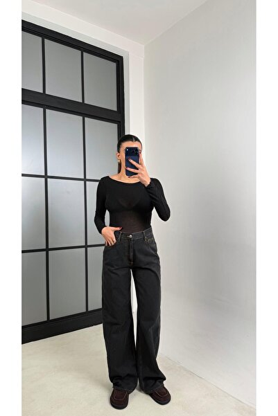 Gaus Smoked Washed Wide Leg Jeans Gaus-00743