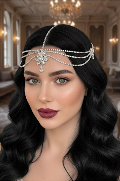 Happyline After parti alınlık saç aksesuarı doğum günü gelin tacı gümüş kapla...