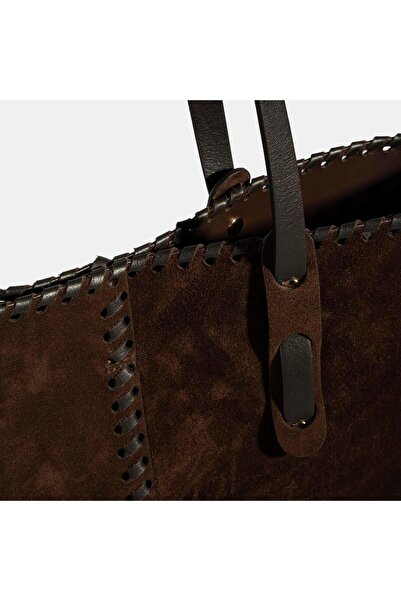 Desa Women's Brown Suede Leather Shoulder Bag