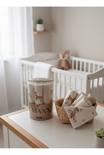 LOVE MAXX مناديل فم للأطفال، للجنسين، 10 قطع، قطن عضوي ناعم بنمط سيلان