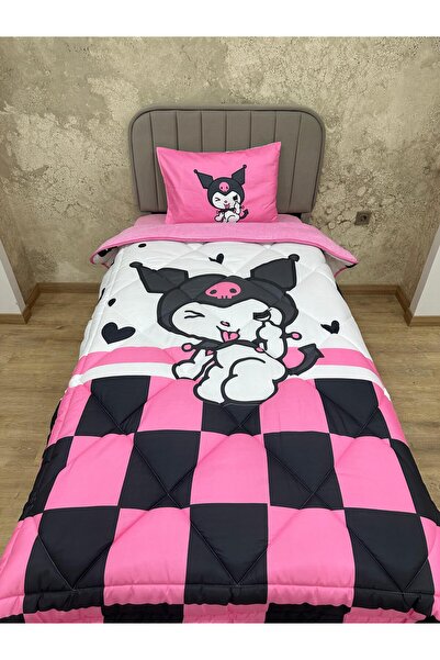 adenkahome Kuromi Desenli, Çift Taraflı Tek Kişilik Welsoft Uyku Yorgan Seti ...