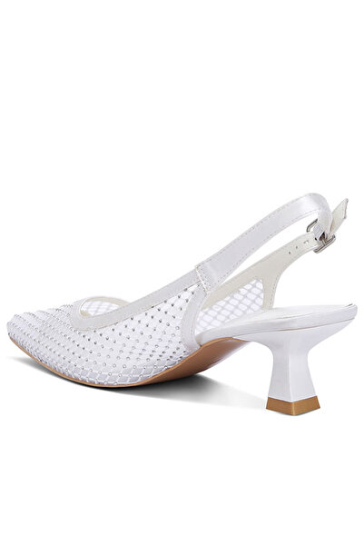 london Rag Women Rhinestone Embellished Slingback Mules in White
