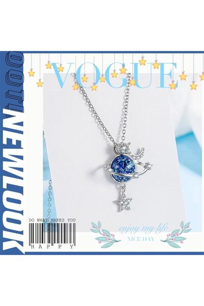 erorex Excefore Star Necklace, 925 Silver Zircon Star Moon Fantasy Planet Necklace, Gift for Daughter,...