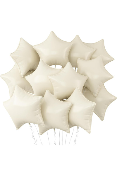 BALON DİYARI Cream Star Foil Balloon All Colors 45cm Stylish Image Compatible with Air and Helium