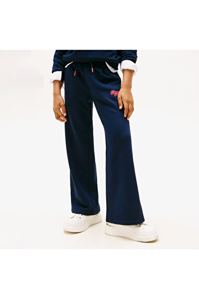 Tommy Hilfiger Wide Leg Varsity Flock Çocuk Mavi Eşofman Altı