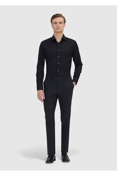 Ramsey Black Regular Fit Non-Ironing Woven Classic 100% Cotton Shirt