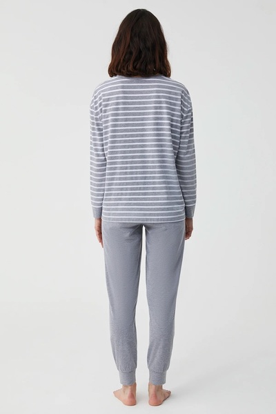 Catherine's Catherines Soft Textured Fabric Cycling Collar Long Sleeve Women's Pjamas Suit