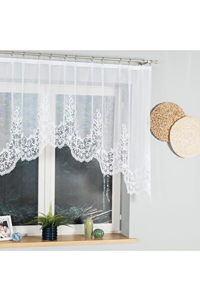 OTHERONE BERENIKA - Ready-made jacquard curtain with a cut at the bottom - 250x120 cm - white