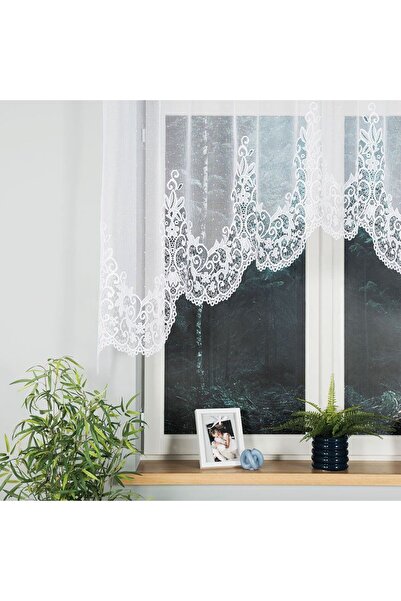 OTHERONE BERENIKA - Ready-made jacquard curtain with a cut at the bottom - 250x120 cm - white
