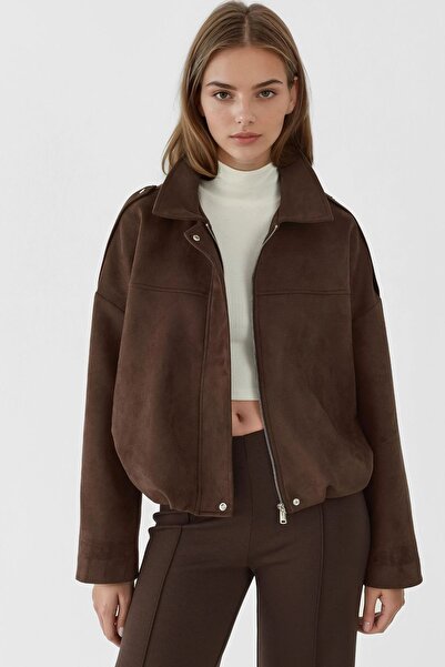 Hiccup Soft Textured Suede Bomber Jacket