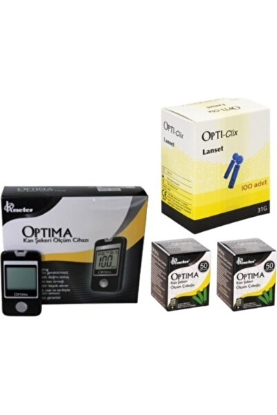Optima Şeker Ölçüm Cihazı 2 Kutu Strip (100 ADET) 1 Kutu Opti-Clix (100 ADET) Lanset