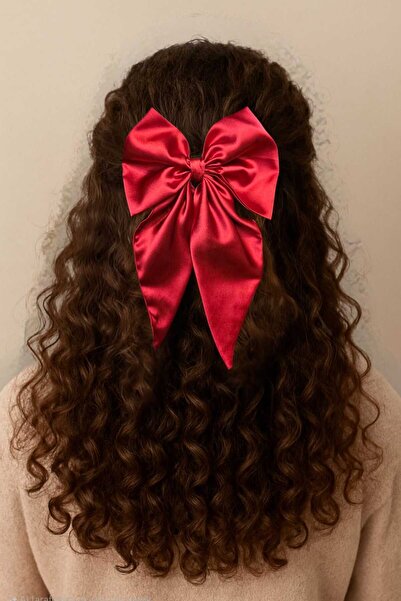 diclecollection Red Satin Automatic Clip Bow Tail Fabric Hair Clip