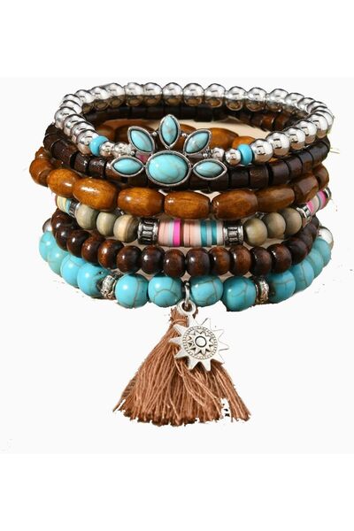 erorex Bukela New Wooden Bead Beaded Turquoise 6 piece Men's and Women's Bracelets Are Suitable for...
