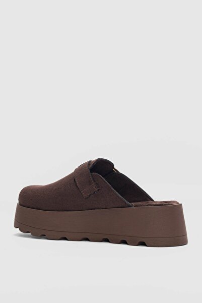 selin shoes Chory High Sole Buckle Women's Slippers-Brown Suede