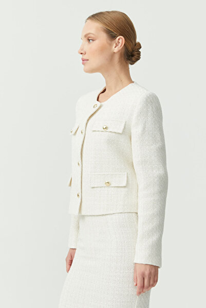 PAULMARK Jachetă scurtă pentru femei cu detaliu cu nasturi