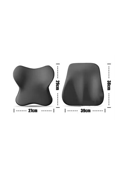 Generic Lumbar Support Pillow and Car Headrest Neck Pillow Set , Memory Cotton & Latex, Adjustable, Black